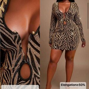 SHEIN Black and Gold Zebra Print Dress